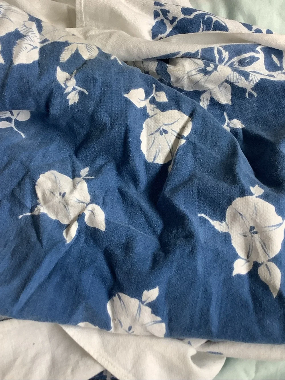 Vintage Blue and White Floral Tablecloth